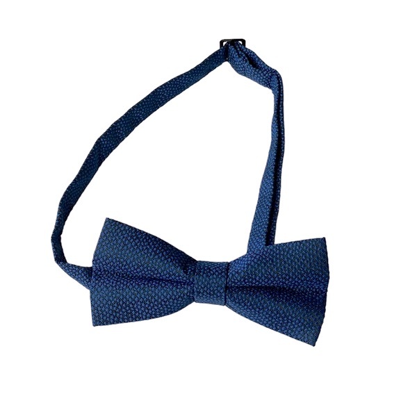 Pronto Uomo Formal Tie Set Pre-Tied Adjustable Blue and Black Paisley - Picture 6 of 11